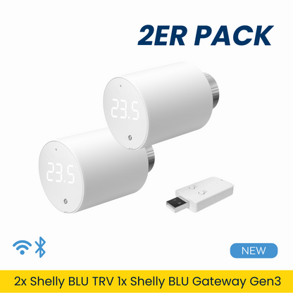 Shelly · Plug &amp; Play · "TRV" · Termostato per radiatore · WLAN · Batteria